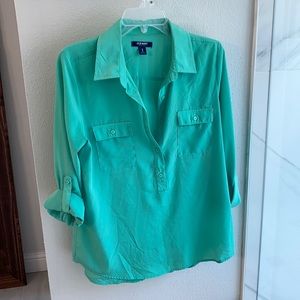Long sleeve Mint Green Blouse w/Button Sleeves